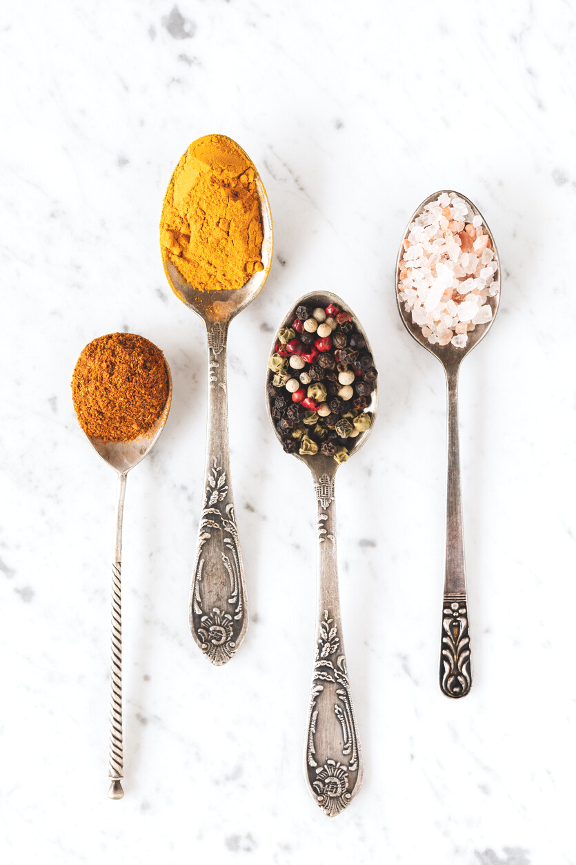 Assorted Spices on Spoons